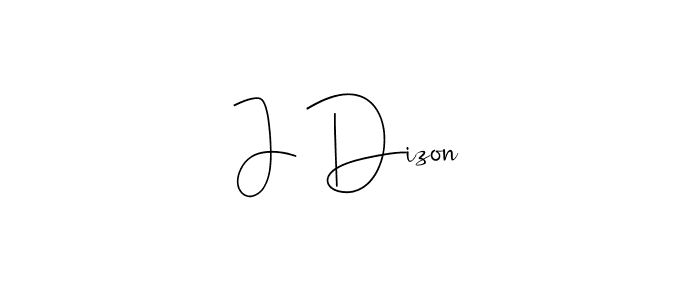 How to make J Dizon name signature. Use Andilay-7BmLP style for creating short signs online. This is the latest handwritten sign. J Dizon signature style 4 images and pictures png