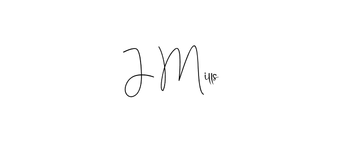 How to make J Mills name signature. Use Andilay-7BmLP style for creating short signs online. This is the latest handwritten sign. J Mills signature style 4 images and pictures png