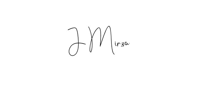 How to make J Mirza name signature. Use Andilay-7BmLP style for creating short signs online. This is the latest handwritten sign. J Mirza signature style 4 images and pictures png
