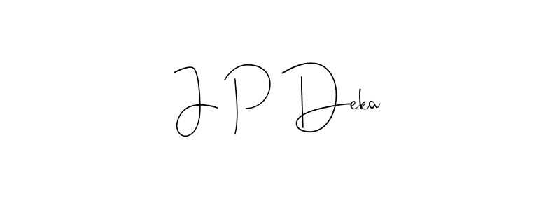 if you are searching for the best signature style for your name J P Deka. so please give up your signature search. here we have designed multiple signature styles  using Andilay-7BmLP. J P Deka signature style 4 images and pictures png