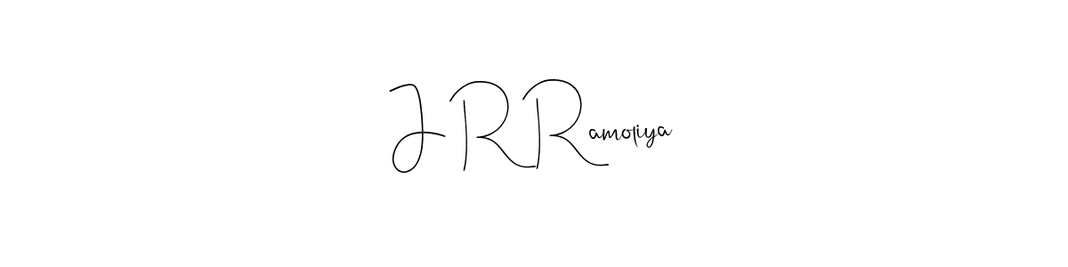 Design your own signature with our free online signature maker. With this signature software, you can create a handwritten (Andilay-7BmLP) signature for name J R Ramoliya. J R Ramoliya signature style 4 images and pictures png