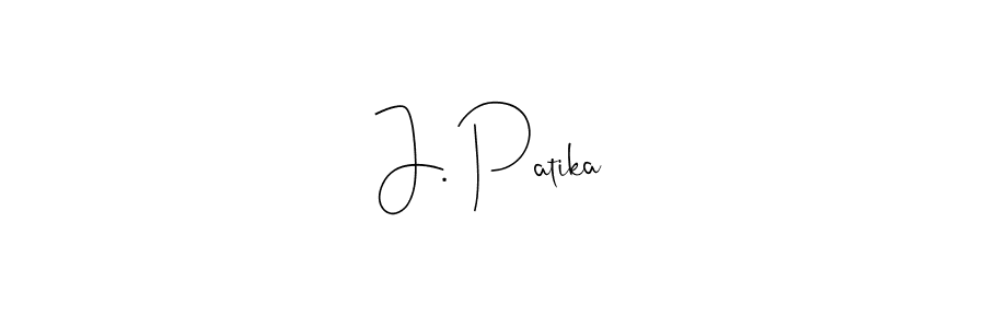 How to make J. Patika name signature. Use Andilay-7BmLP style for creating short signs online. This is the latest handwritten sign. J. Patika signature style 4 images and pictures png