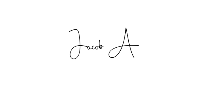 How to make Jacob A name signature. Use Andilay-7BmLP style for creating short signs online. This is the latest handwritten sign. Jacob A signature style 4 images and pictures png