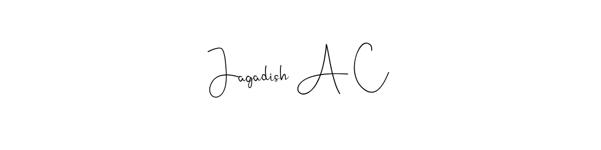How to make Jagadish A C name signature. Use Andilay-7BmLP style for creating short signs online. This is the latest handwritten sign. Jagadish A C signature style 4 images and pictures png