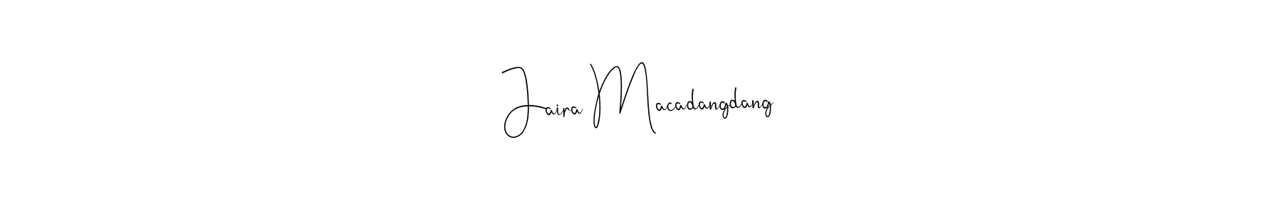 Similarly Andilay-7BmLP is the best handwritten signature design. Signature creator online .You can use it as an online autograph creator for name Jaira Macadangdang. Jaira Macadangdang signature style 4 images and pictures png