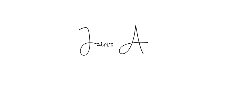 How to make Jairus A name signature. Use Andilay-7BmLP style for creating short signs online. This is the latest handwritten sign. Jairus A signature style 4 images and pictures png