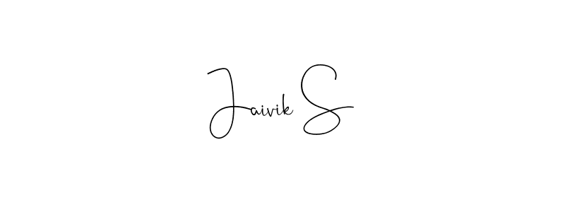 if you are searching for the best signature style for your name Jaivik S. so please give up your signature search. here we have designed multiple signature styles  using Andilay-7BmLP. Jaivik S signature style 4 images and pictures png