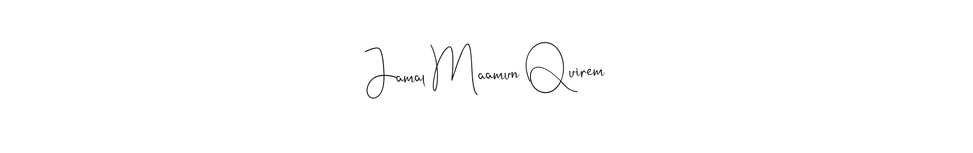 How to make Jamal Maamun Quirem name signature. Use Andilay-7BmLP style for creating short signs online. This is the latest handwritten sign. Jamal Maamun Quirem signature style 4 images and pictures png