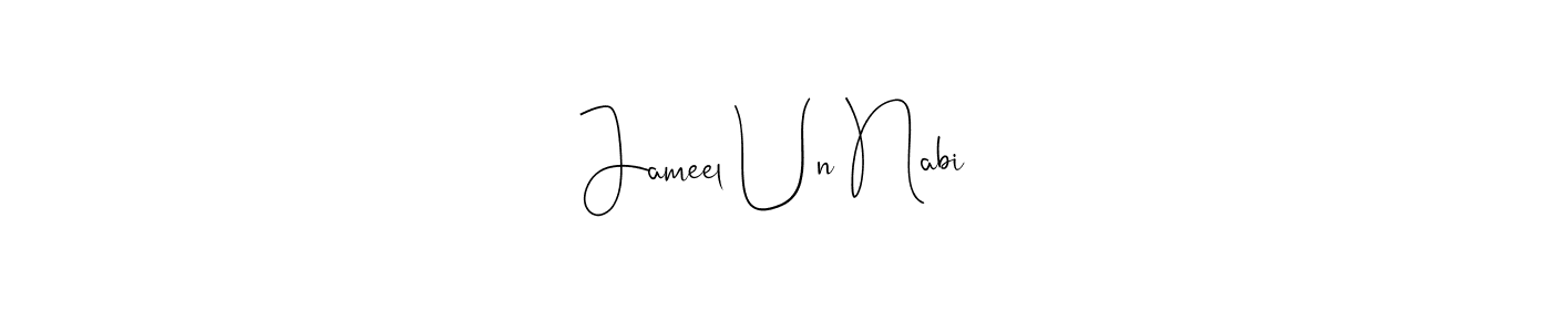 if you are searching for the best signature style for your name Jameel Un Nabi. so please give up your signature search. here we have designed multiple signature styles  using Andilay-7BmLP. Jameel Un Nabi signature style 4 images and pictures png