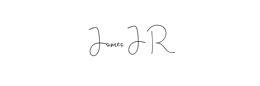 How to make James J R name signature. Use Andilay-7BmLP style for creating short signs online. This is the latest handwritten sign. James J R signature style 4 images and pictures png