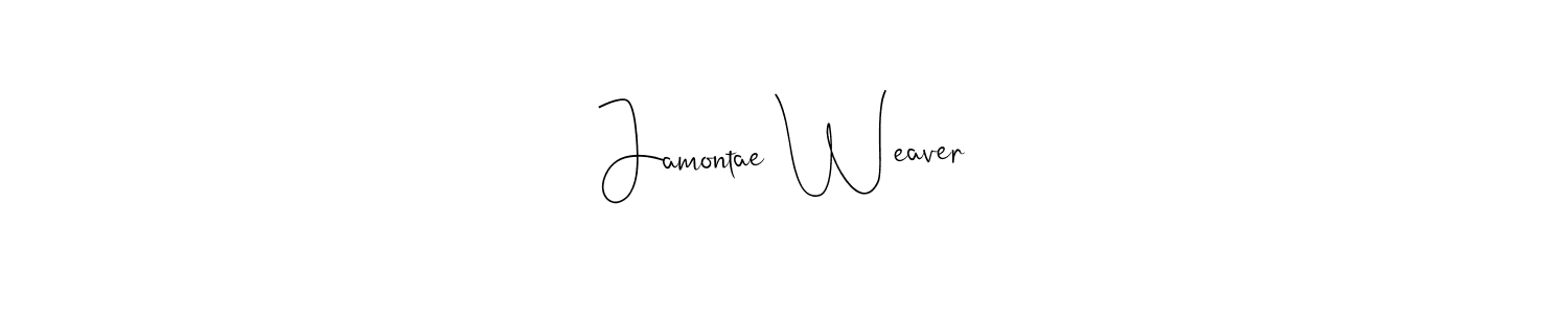 How to make Jamontae Weaver name signature. Use Andilay-7BmLP style for creating short signs online. This is the latest handwritten sign. Jamontae Weaver signature style 4 images and pictures png