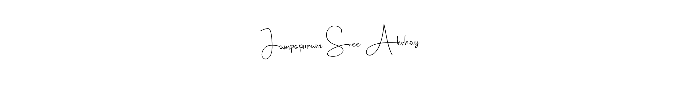 Andilay-7BmLP is a professional signature style that is perfect for those who want to add a touch of class to their signature. It is also a great choice for those who want to make their signature more unique. Get Jampapuram Sree Akshay name to fancy signature for free. Jampapuram Sree Akshay signature style 4 images and pictures png