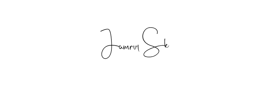 How to make Jamrul Sk name signature. Use Andilay-7BmLP style for creating short signs online. This is the latest handwritten sign. Jamrul Sk signature style 4 images and pictures png