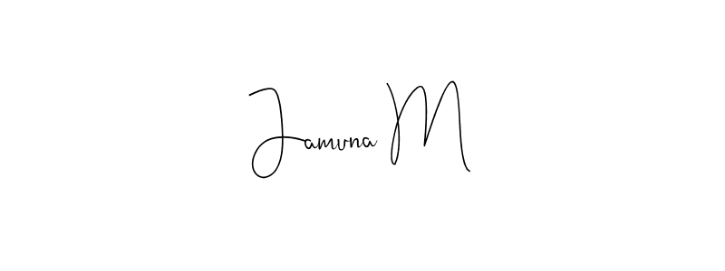 The best way (Andilay-7BmLP) to make a short signature is to pick only two or three words in your name. The name Jamuna M include a total of six letters. For converting this name. Jamuna M signature style 4 images and pictures png