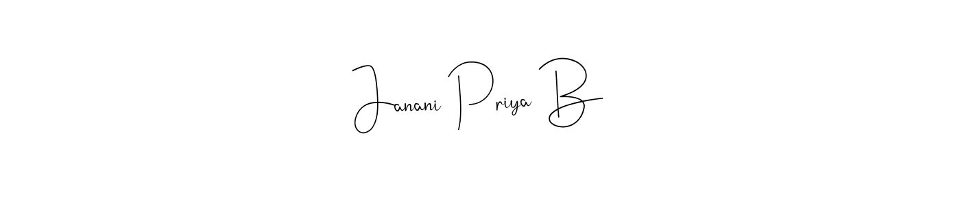 Make a beautiful signature design for name Janani Priya B. Use this online signature maker to create a handwritten signature for free. Janani Priya B signature style 4 images and pictures png