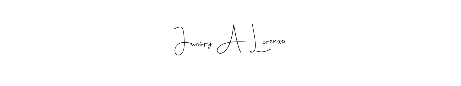 Make a beautiful signature design for name Janary A Lorenzo. With this signature (Andilay-7BmLP) style, you can create a handwritten signature for free. Janary A Lorenzo signature style 4 images and pictures png