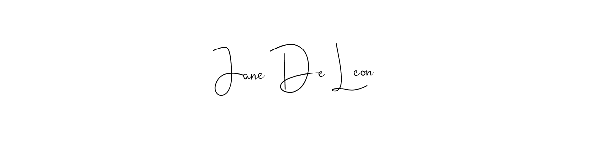 Create a beautiful signature design for name Jane De Leon. With this signature (Andilay-7BmLP) fonts, you can make a handwritten signature for free. Jane De Leon signature style 4 images and pictures png