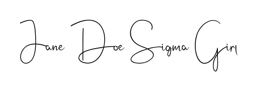 A timeless handwritten aesthetic for Jane Doe Sigma Girl. The Andilay-7BmLP font gives your signature a handcrafted feel with natural curves. Jane Doe Sigma Girl signature style 4 images and pictures png