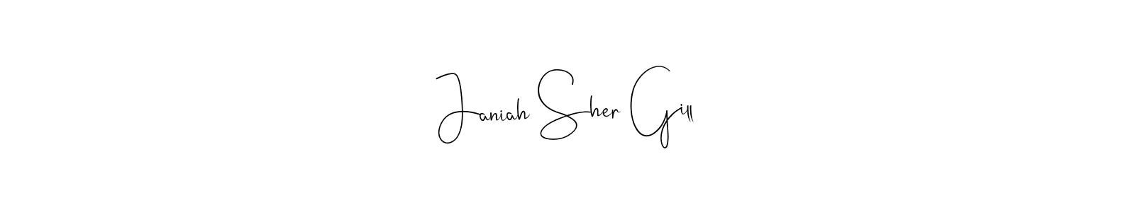 Similarly Andilay-7BmLP is the best handwritten signature design. Signature creator online .You can use it as an online autograph creator for name Janiah Sher Gill. Janiah Sher Gill signature style 4 images and pictures png