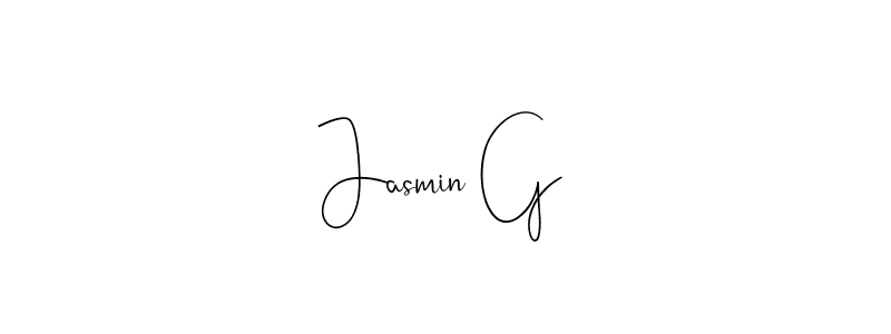 Also we have Jasmin G name is the best signature style. Create professional handwritten signature collection using Andilay-7BmLP autograph style. Jasmin G signature style 4 images and pictures png