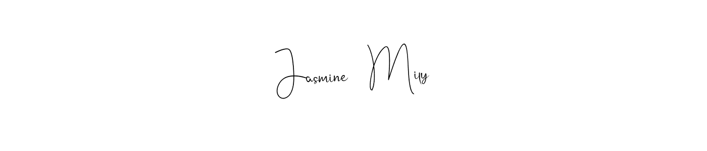 The best way (Andilay-7BmLP) to make a short signature is to pick only two or three words in your name. The name Jasmine   Mily include a total of six letters. For converting this name. Jasmine   Mily signature style 4 images and pictures png