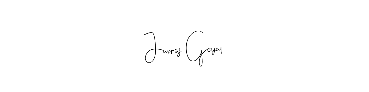 How to make Jasraj Goyal name signature. Use Andilay-7BmLP style for creating short signs online. This is the latest handwritten sign. Jasraj Goyal signature style 4 images and pictures png