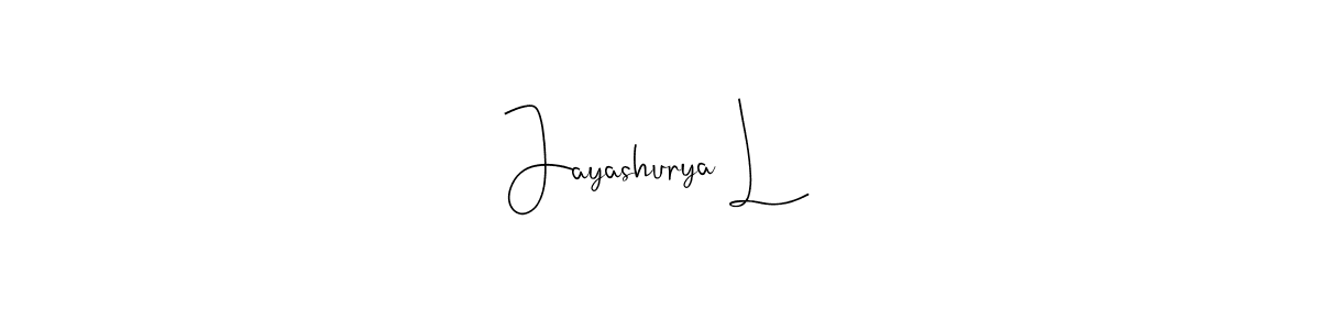 The best way (Andilay-7BmLP) to make a short signature is to pick only two or three words in your name. The name Jayashurya L include a total of six letters. For converting this name. Jayashurya L signature style 4 images and pictures png