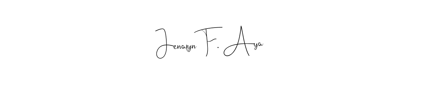 The best way (Andilay-7BmLP) to make a short signature is to pick only two or three words in your name. The name Jenalyn F. Aya include a total of six letters. For converting this name. Jenalyn F. Aya signature style 4 images and pictures png
