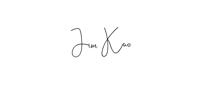 How to make Jim Kao name signature. Use Andilay-7BmLP style for creating short signs online. This is the latest handwritten sign. Jim Kao signature style 4 images and pictures png