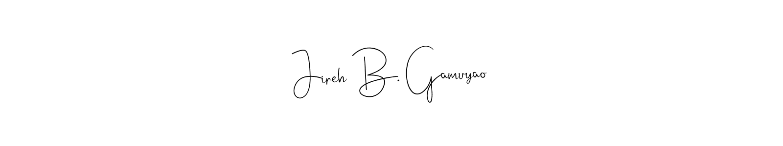 How to Draw Jireh B. Gamuyao signature style? Andilay-7BmLP is a latest design signature styles for name Jireh B. Gamuyao. Jireh B. Gamuyao signature style 4 images and pictures png