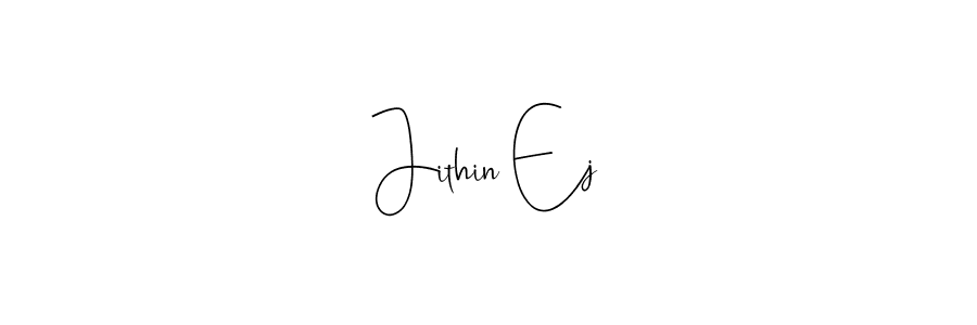 How to make Jithin Ej name signature. Use Andilay-7BmLP style for creating short signs online. This is the latest handwritten sign. Jithin Ej signature style 4 images and pictures png