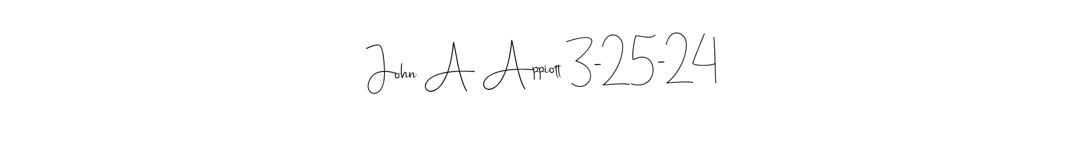 How to make John A Appiott 3-25-24 name signature. Use Andilay-7BmLP style for creating short signs online. This is the latest handwritten sign. John A Appiott 3-25-24 signature style 4 images and pictures png