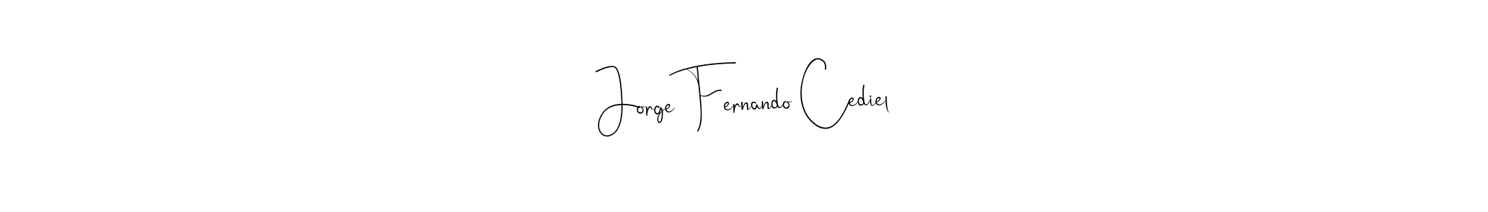 Andilay-7BmLP is a professional signature style that is perfect for those who want to add a touch of class to their signature. It is also a great choice for those who want to make their signature more unique. Get Jorge Fernando Cediel name to fancy signature for free. Jorge Fernando Cediel signature style 4 images and pictures png