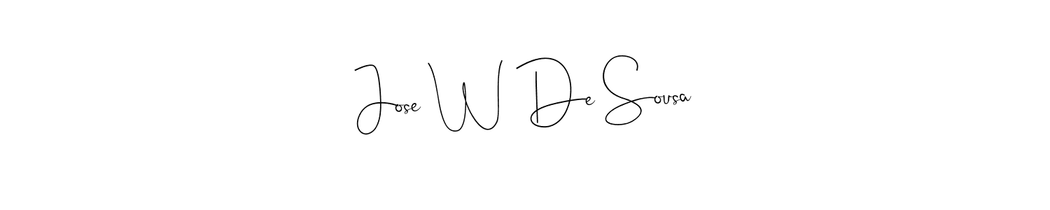 How to make Jose W De Sousa name signature. Use Andilay-7BmLP style for creating short signs online. This is the latest handwritten sign. Jose W De Sousa signature style 4 images and pictures png
