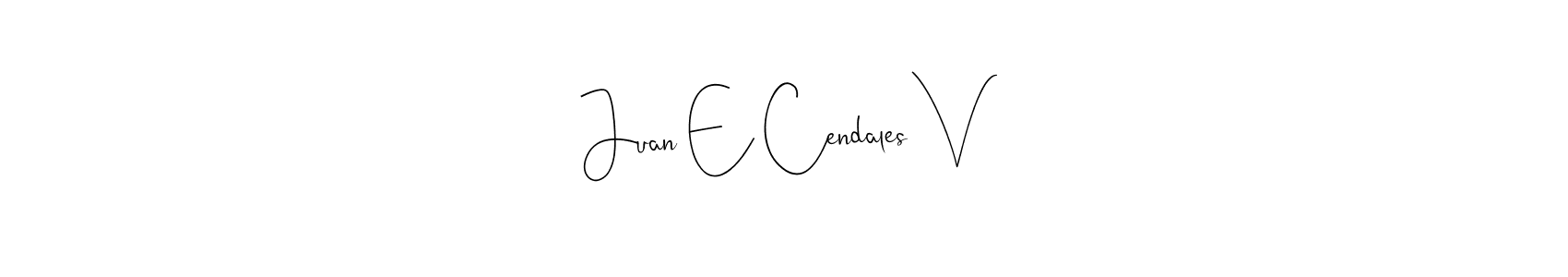 Andilay-7BmLP is a professional signature style that is perfect for those who want to add a touch of class to their signature. It is also a great choice for those who want to make their signature more unique. Get Juan E Cendales V name to fancy signature for free. Juan E Cendales V signature style 4 images and pictures png