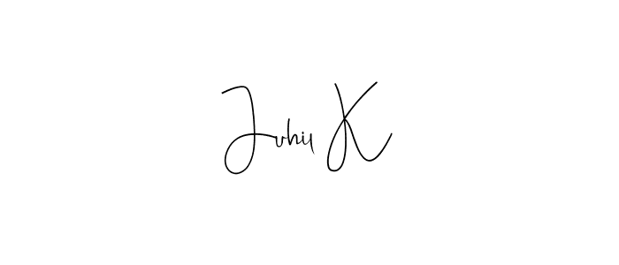 Make a beautiful signature design for name Juhil K. Use this online signature maker to create a handwritten signature for free. Juhil K signature style 4 images and pictures png