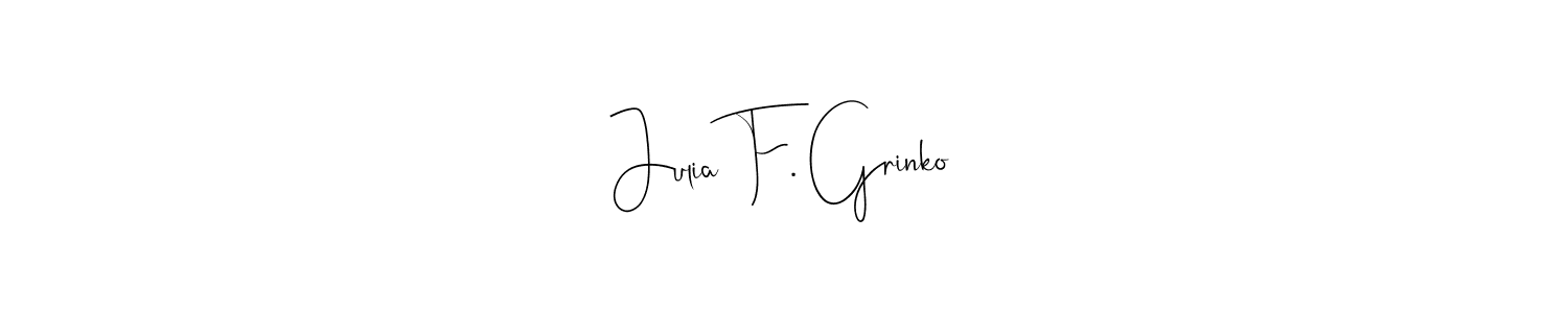 The best way (Andilay-7BmLP) to make a short signature is to pick only two or three words in your name. The name Julia F. Grinko include a total of six letters. For converting this name. Julia F. Grinko signature style 4 images and pictures png