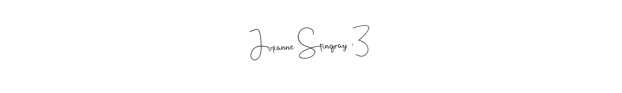 Make a beautiful signature design for name Julianne Stingray :3. With this signature (Andilay-7BmLP) style, you can create a handwritten signature for free. Julianne Stingray :3 signature style 4 images and pictures png