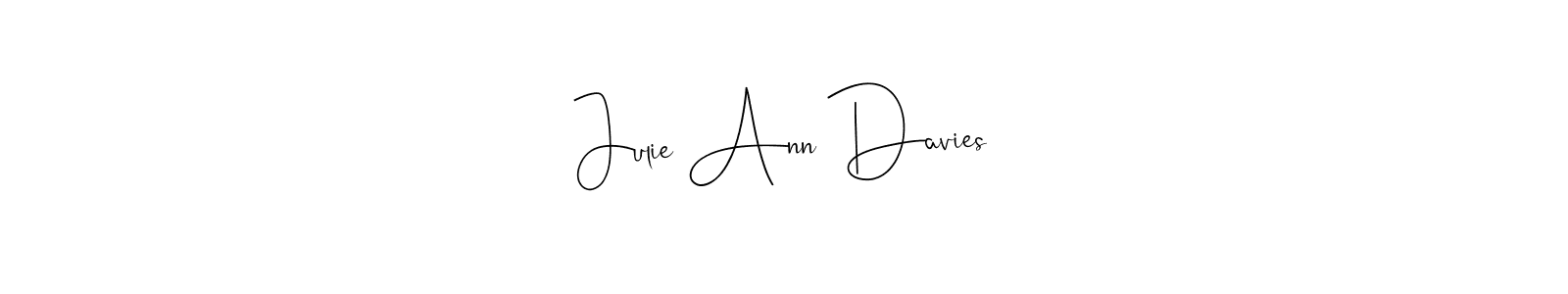 The best way (Andilay-7BmLP) to make a short signature is to pick only two or three words in your name. The name Julie Ann Davies include a total of six letters. For converting this name. Julie Ann Davies signature style 4 images and pictures png