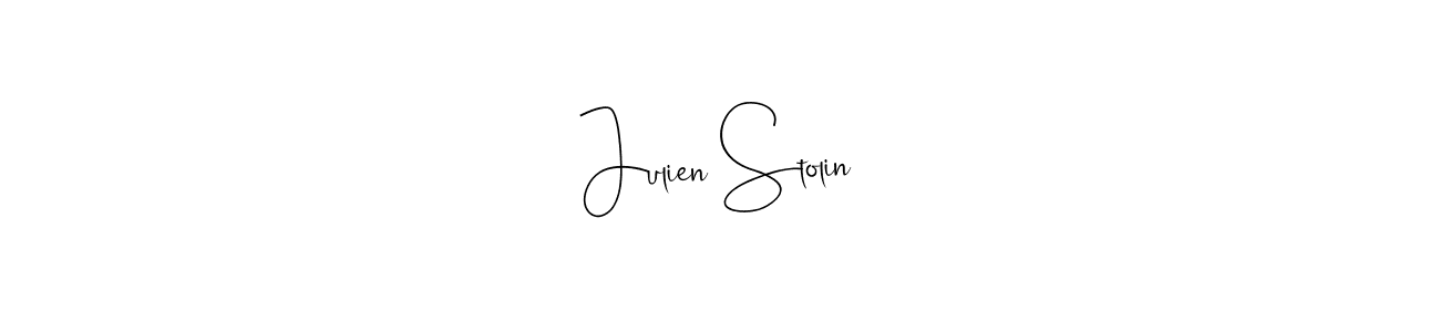 The best way (Andilay-7BmLP) to make a short signature is to pick only two or three words in your name. The name Julien Stolin include a total of six letters. For converting this name. Julien Stolin signature style 4 images and pictures png
