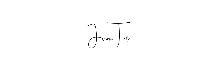 Also You can easily find your signature by using the search form. We will create Jumi Tali name handwritten signature images for you free of cost using Andilay-7BmLP sign style. Jumi Tali signature style 4 images and pictures png