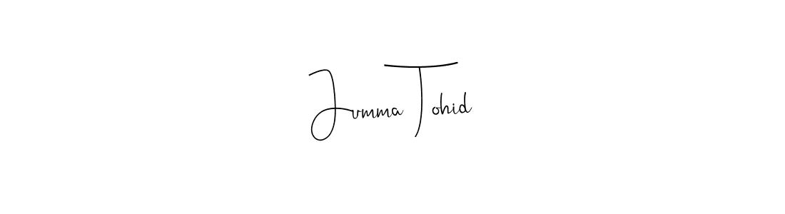 Andilay-7BmLP is a professional signature style that is perfect for those who want to add a touch of class to their signature. It is also a great choice for those who want to make their signature more unique. Get Jumma Tohid name to fancy signature for free. Jumma Tohid signature style 4 images and pictures png