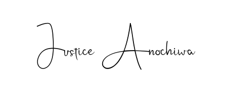 A sleek calligraphic signature for name Justice Anochiwa utilizing Andilay-7BmLP styling. Great for adding personal signatures to photos and art. Justice Anochiwa signature style 4 images and pictures png