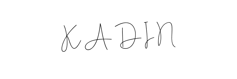 This is the best signature style for the K A D I N name. Also you like these signature font (Andilay-7BmLP). Mix name signature. K A D I N signature style 4 images and pictures png