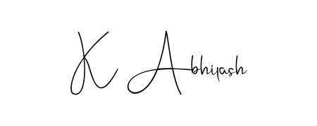 A modern signature idea for name K Abhilash using Andilay-7BmLP font. Clean strokes and elegant curves make it stand out instantly. K Abhilash signature style 4 images and pictures png