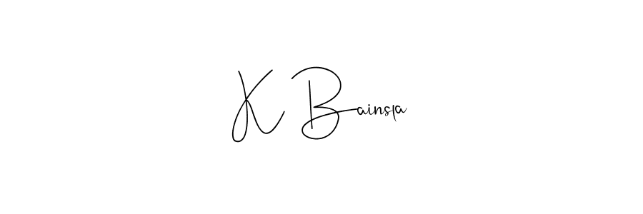 Create a beautiful signature design for name K Bainsla. With this signature (Andilay-7BmLP) fonts, you can make a handwritten signature for free. K Bainsla signature style 4 images and pictures png