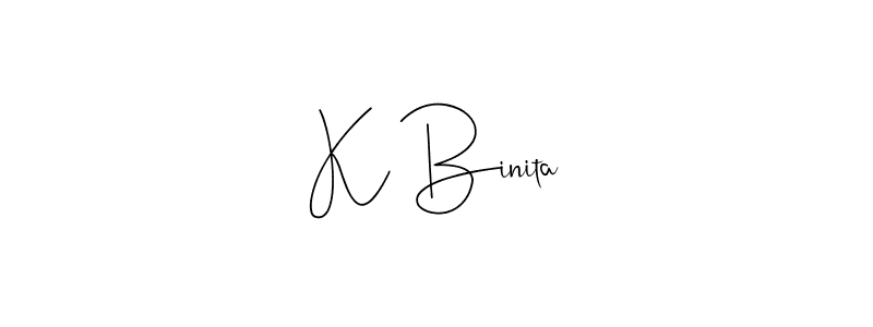 Also we have K Binita name is the best signature style. Create professional handwritten signature collection using Andilay-7BmLP autograph style. K Binita signature style 4 images and pictures png