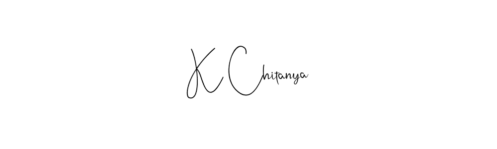 How to make K Chitanya name signature. Use Andilay-7BmLP style for creating short signs online. This is the latest handwritten sign. K Chitanya signature style 4 images and pictures png