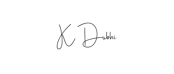 Use a signature maker to create a handwritten signature online. With this signature software, you can design (Andilay-7BmLP) your own signature for name K Dabhi. K Dabhi signature style 4 images and pictures png