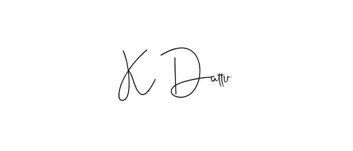 if you are searching for the best signature style for your name K Dattu. so please give up your signature search. here we have designed multiple signature styles  using Andilay-7BmLP. K Dattu signature style 4 images and pictures png